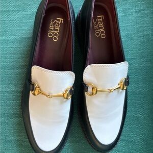 Franco Sarto Men's White and Black Leather Bit Loafers